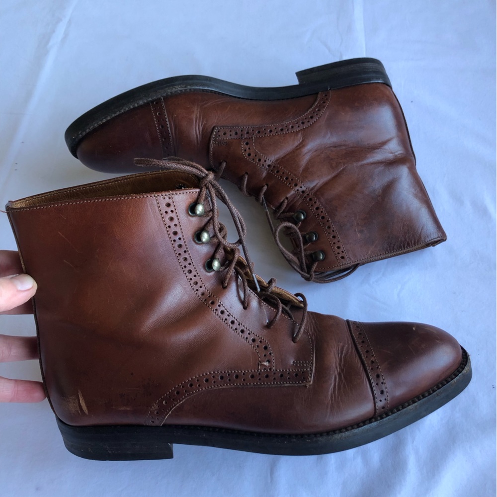 Cole Haan Vintage Oxford Leather Lace Up Ankle Boots